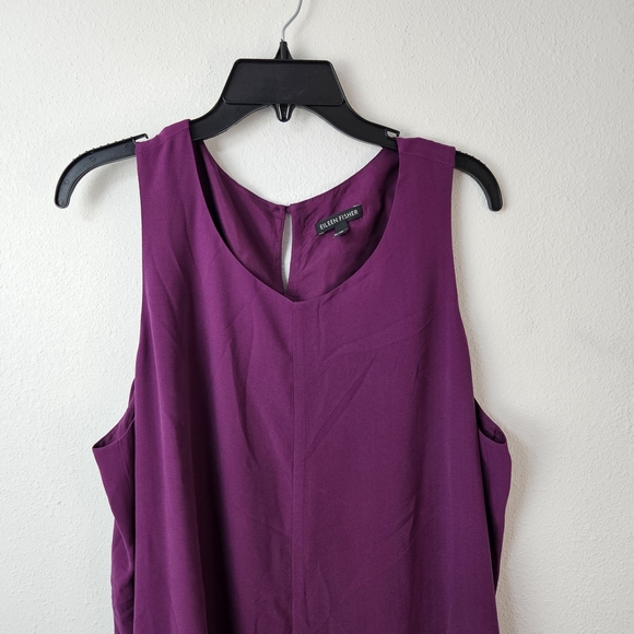 Eileen Fisher 100% Silk Sleeveless Dress Purple Size XL Minimalist - Picture 3 of 6